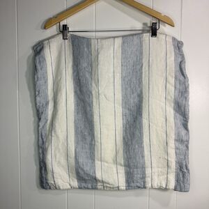 Serena Lily Throw Pillow Cover 100% Linen Square White With Blue Stripes